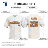 White Pinstripe Custom Classic Full Button Baseball Jersey